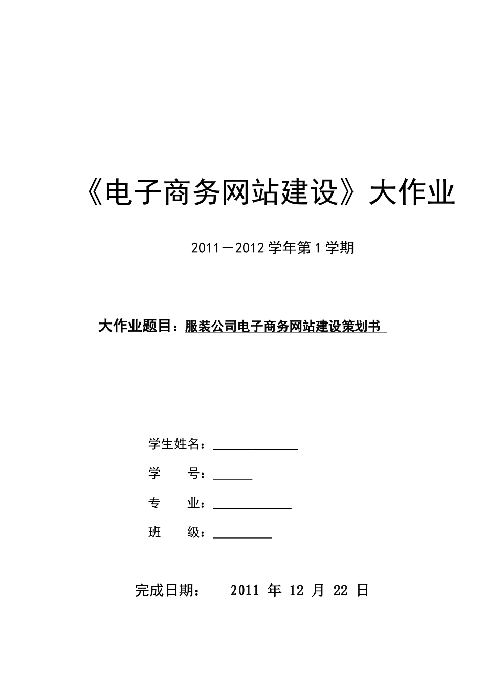 服装公司电子商务网站建设策划书.doc_第1页