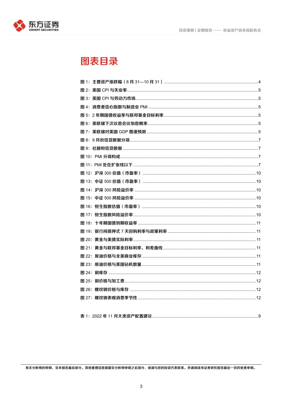 东方证券-十一月份大类资产配置策略：权益资产迎来高配机会.pdf_第3页