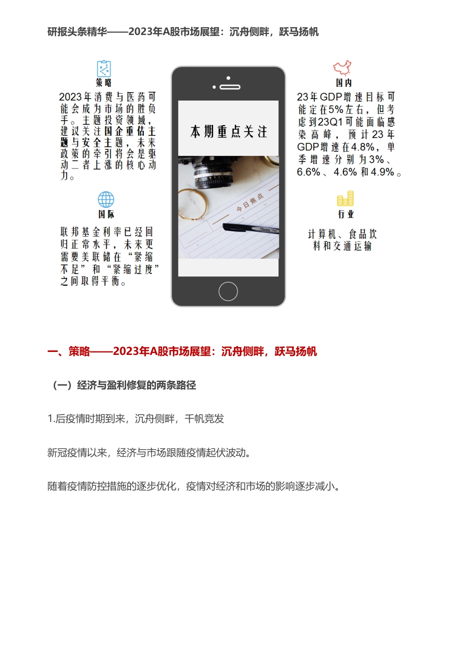 慧博智能投研-慧博研报炼金之研报头条精华：2023年A股市场展望，沉舟侧畔，跃马扬帆.pdf_第1页