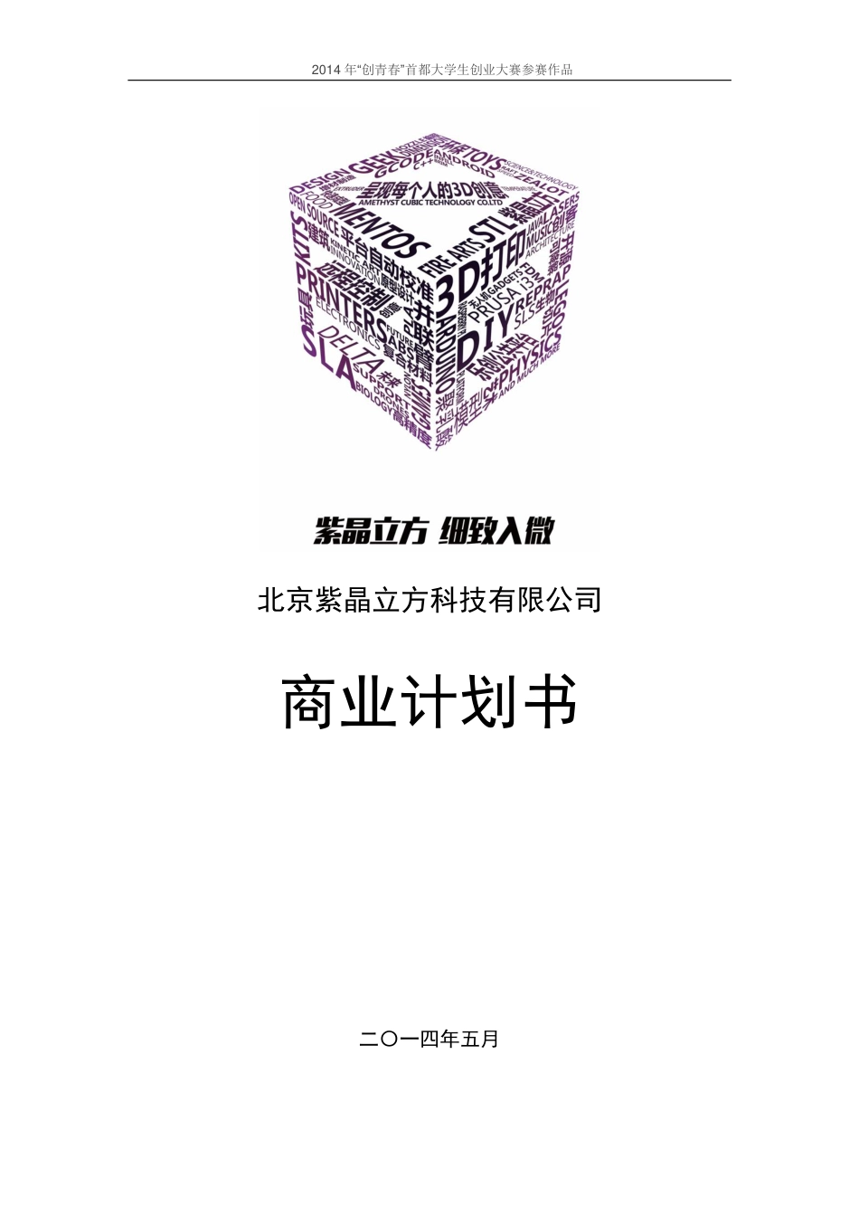 清华大学  紫晶立方3D打印机商业计划书.pdf_第1页