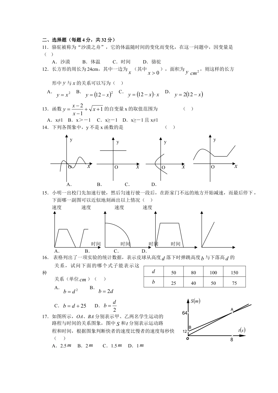 8年级下册-练习题试卷试题-人教版初中数学第19章一次函数（10页）.doc_第2页