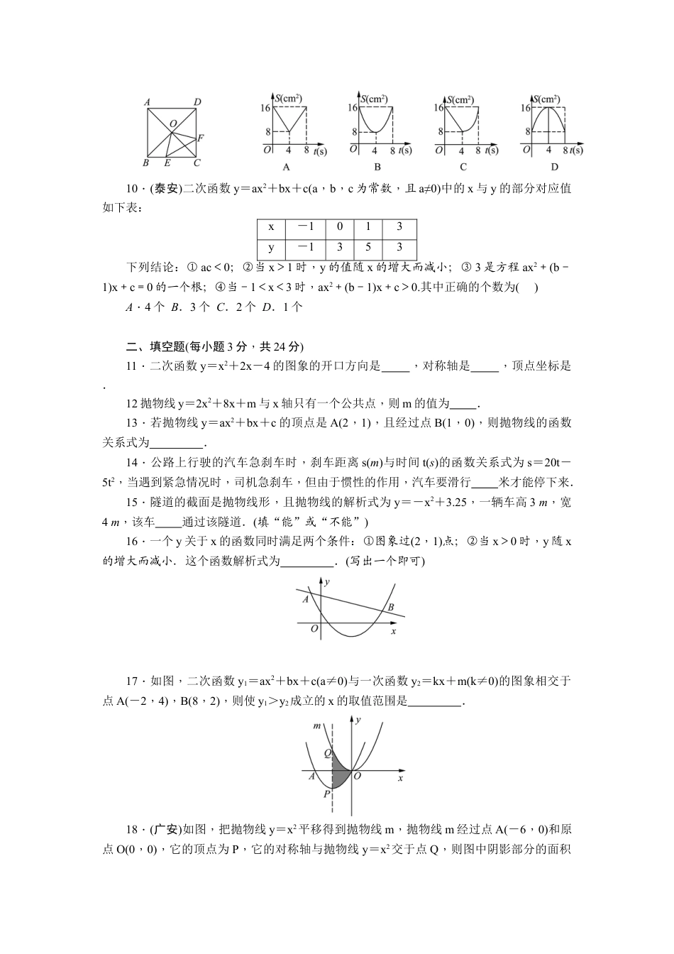 9年级上册-练习题试卷试题-人教版初中数学第22章二次函数单元检测题.doc_第2页