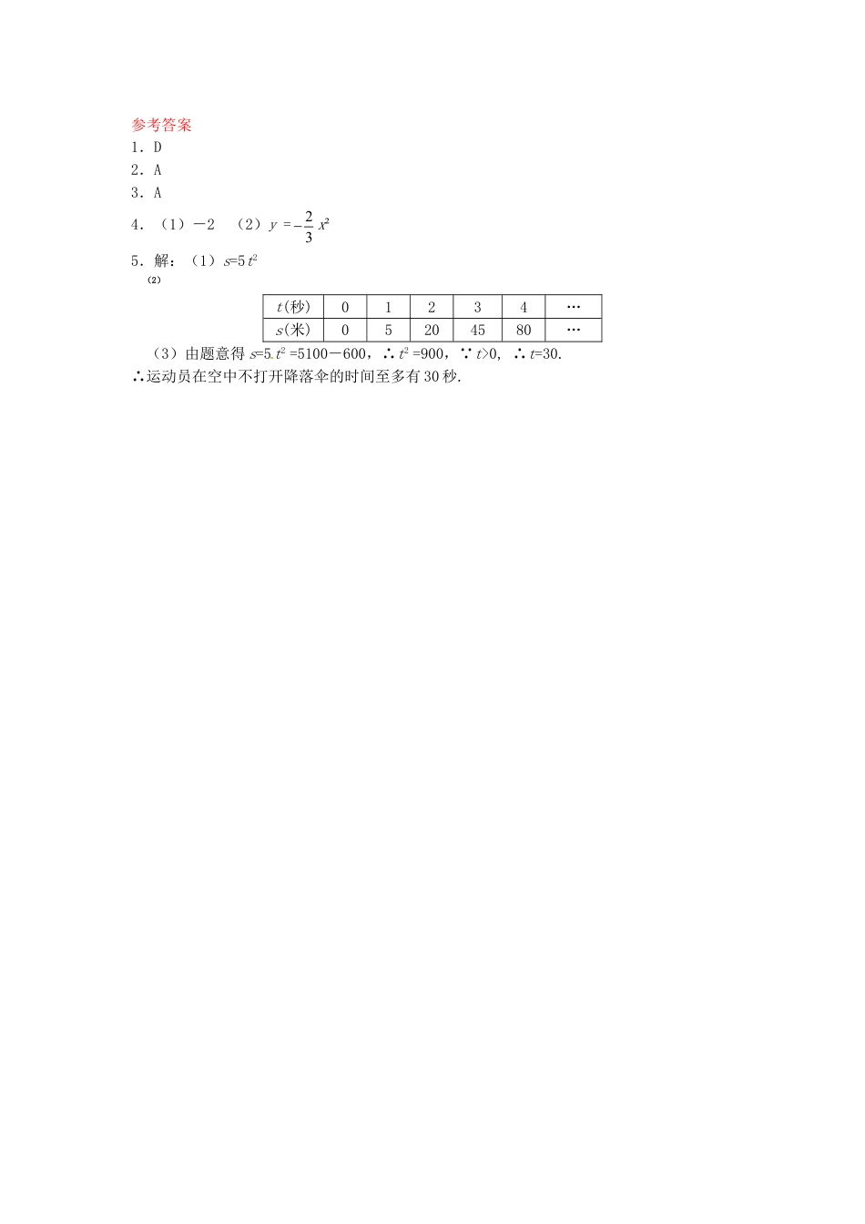 9年级下册-练习题试卷试题-人教版初中数学26.1.2二次函数y=ax2的图象同步练习新人教版.doc_第2页