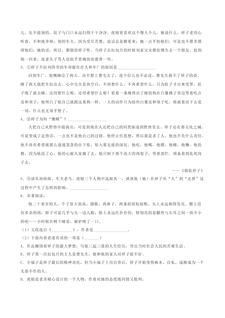 7下初中语文专项练习专题06名著阅读（原卷版）.docx_第2页