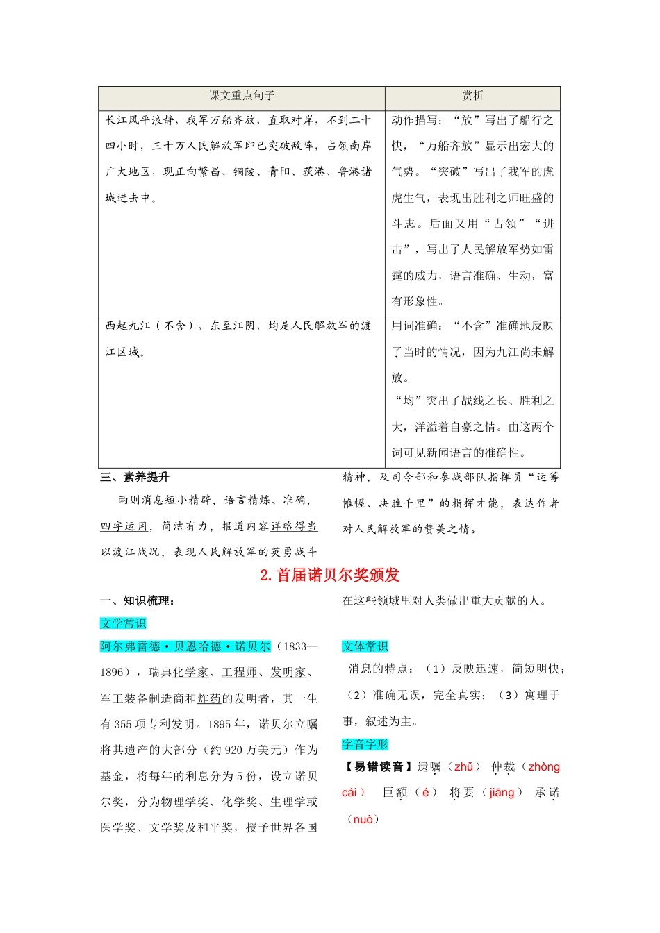 8上初中语文知识总结第一单元知识总结记背（部编版）.doc_第2页