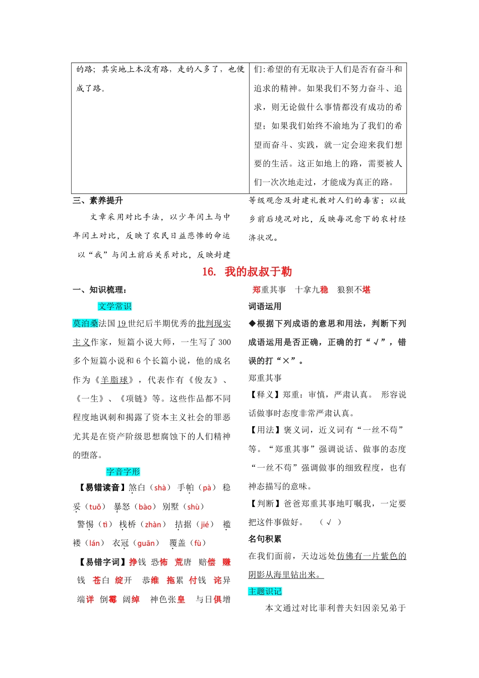 9上初中语文知识总结第四单元知识总结.doc_第2页