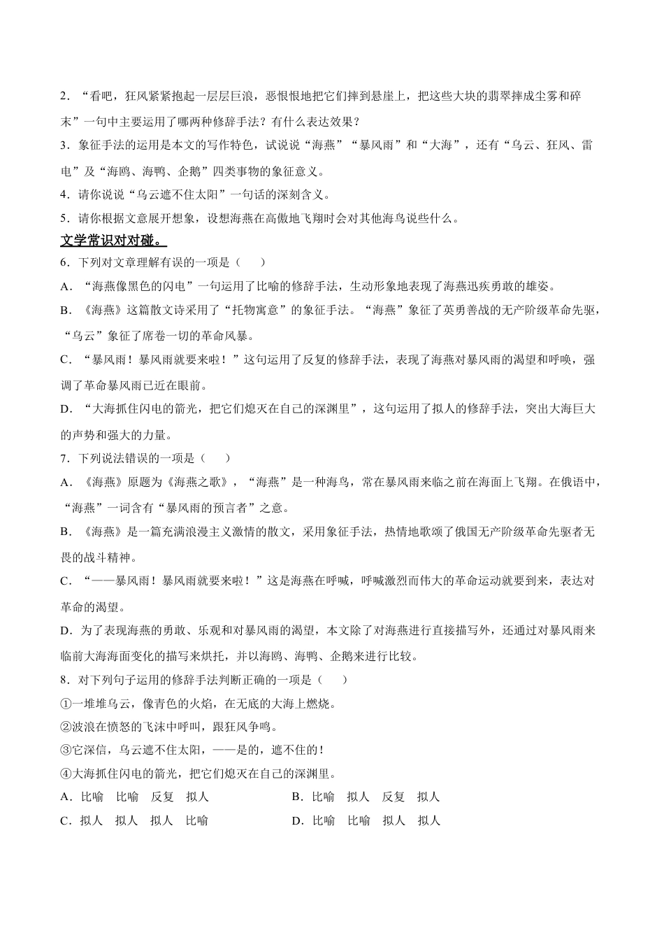 9下初中语文课时练习4海燕.doc_第2页