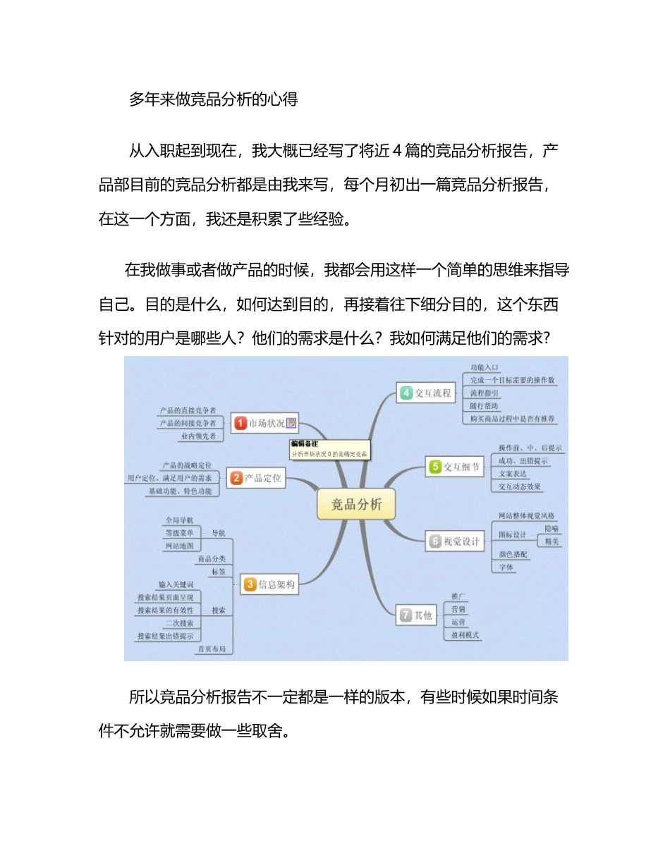 多年来做竞品分析的心得.docx_第1页