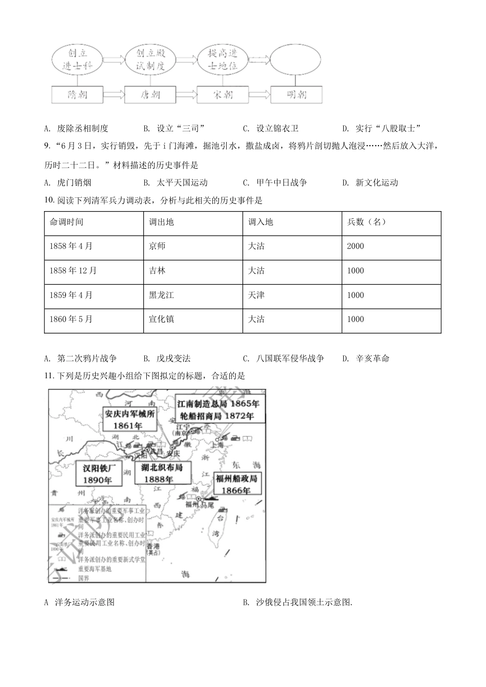 7上试卷历史精品解析：2022年江西省中考历史真题（原卷版）.docx_第2页