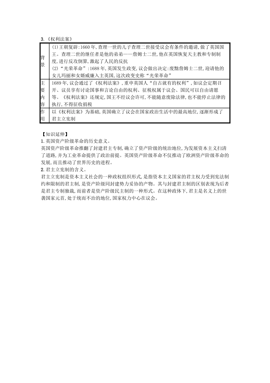 9上试卷【知识点梳理历史第17课君主立宪制的英国（速记宝典）知识点总结新人教版.doc_第2页