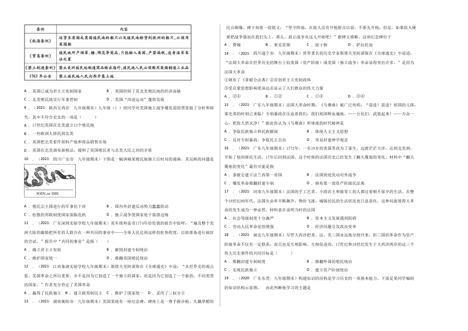 9上试卷历史第六单元资本主义制度的初步确立（提分小卷）（考试版）.doc_第2页