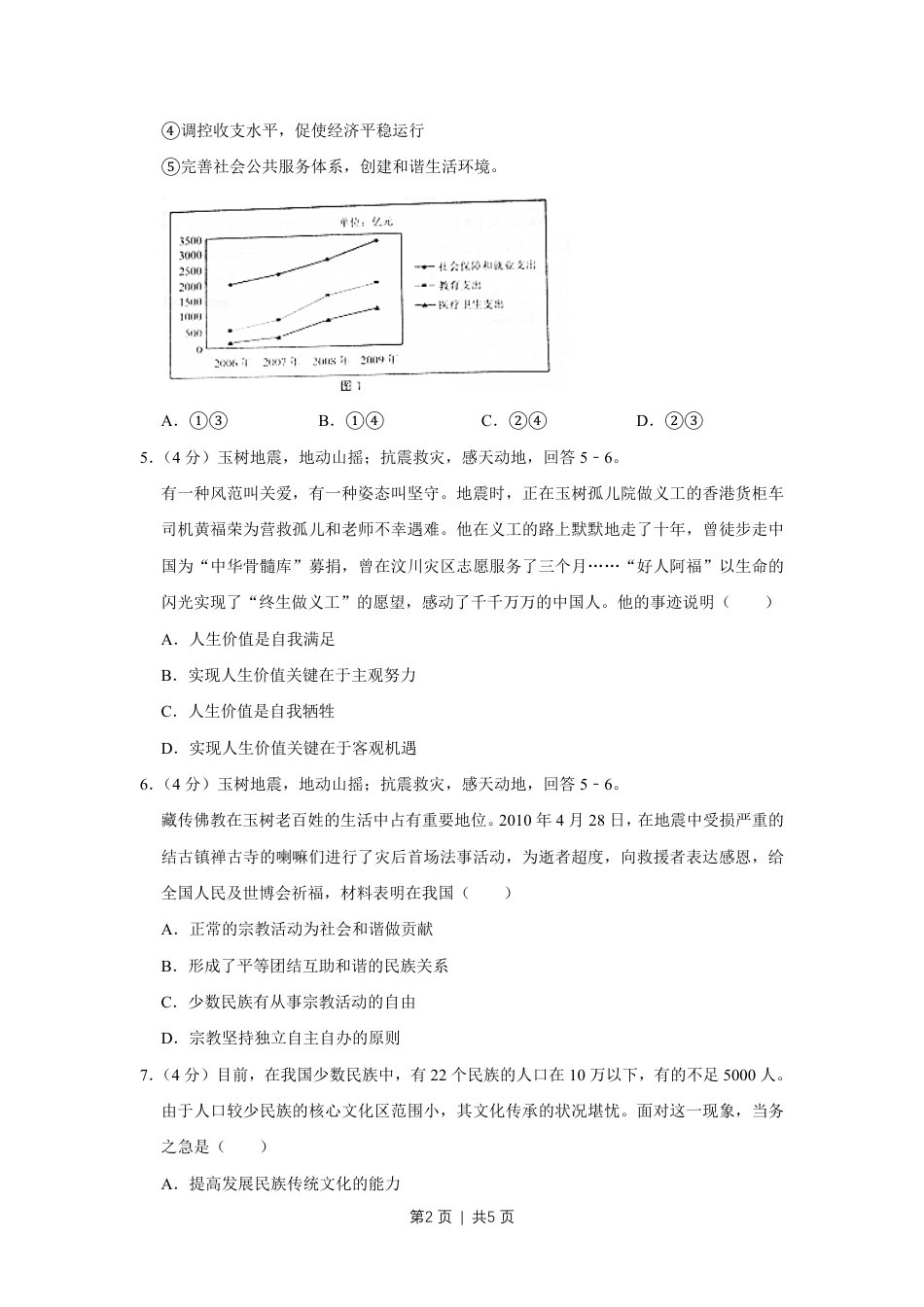 2010年高考政治试卷（天津）（空白卷）.pdf_第2页