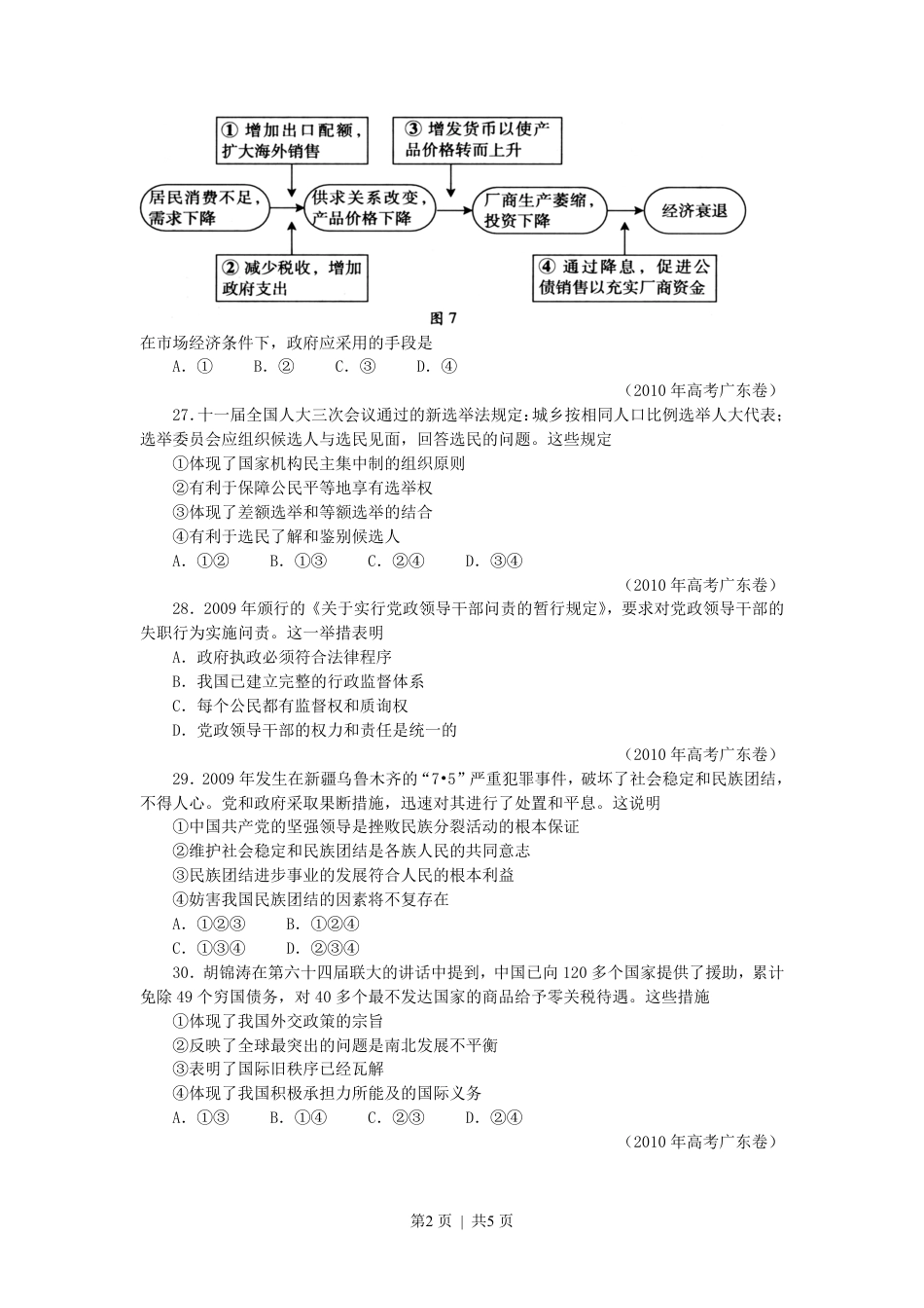 2010年高考政治试卷（广东）（空白卷）.pdf_第2页