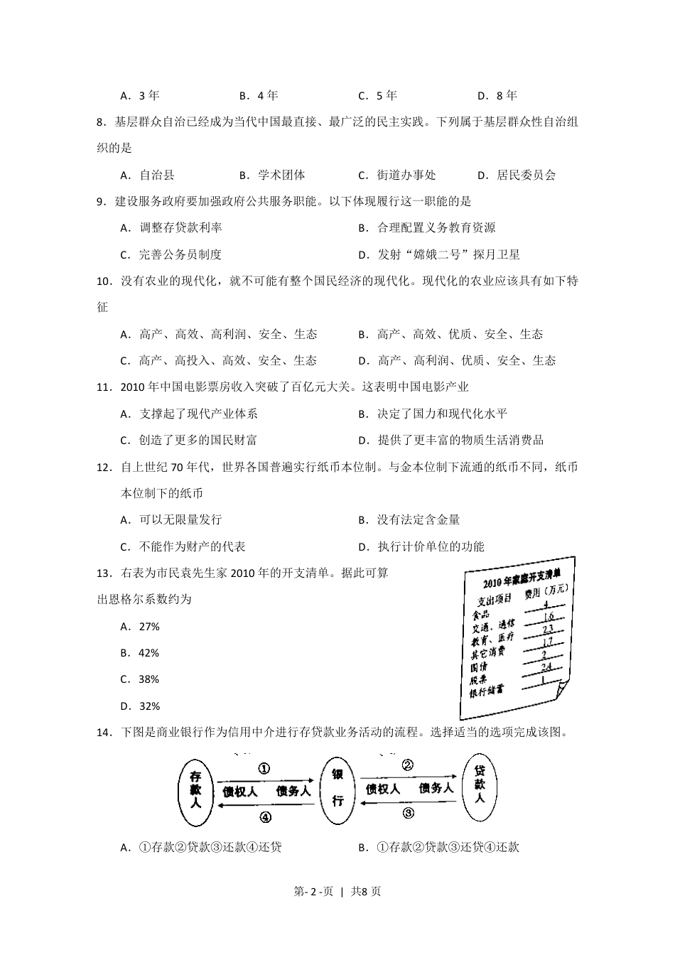 2011年高考政治试卷（上海）（空白卷）.pdf_第2页