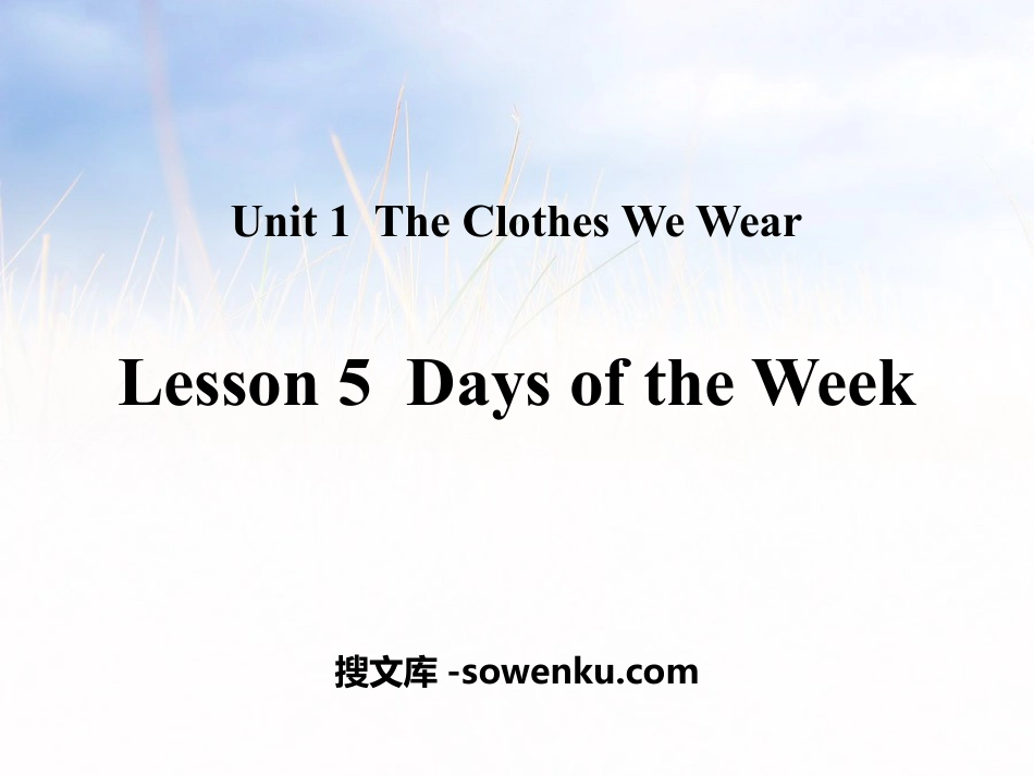 《Days of the Week》The Clothes We Wear PPT教学课件_第1页