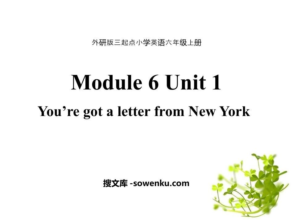 《You've got a letter from New York》PPT教学课件_第1页