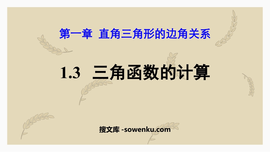 《三角函数的计算》直角三角形的边角关系PPT课件下载_第1页