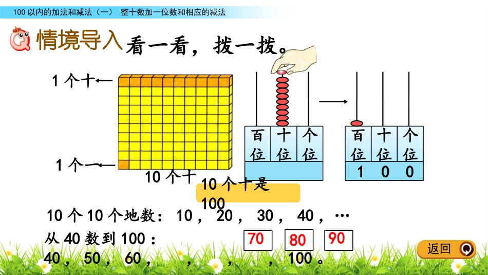 《整十数加一位数和相应的减法》100以内的加法和减法PPT教学课件下载_第2页