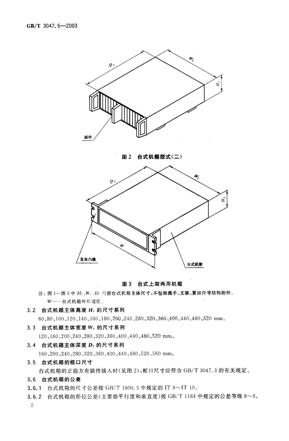 GB/T 3047.5-2003高度进制为20mm的台式机箱基本尺寸系列_第3页