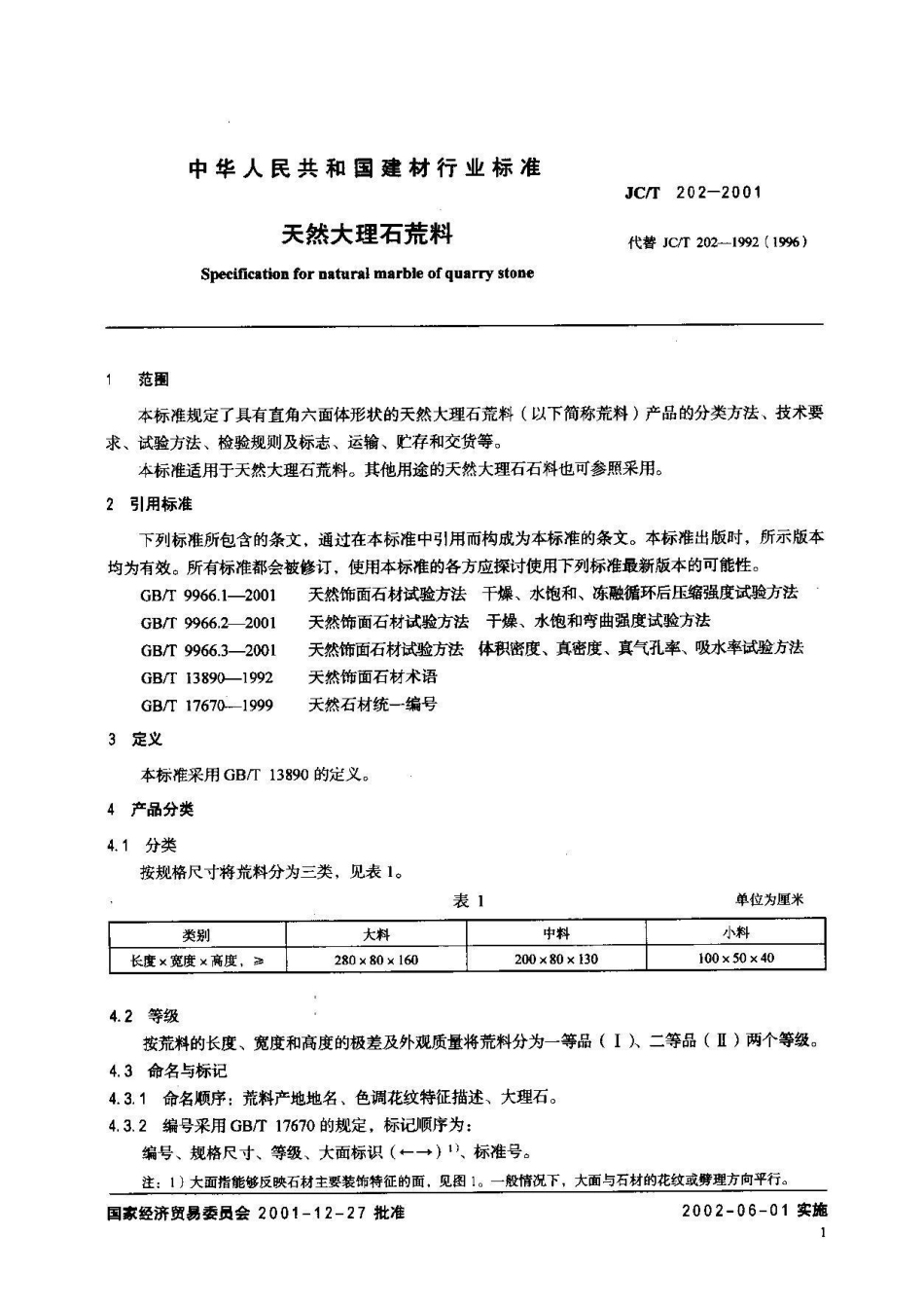 JC/T 202-2001天然大理石荒材_第3页