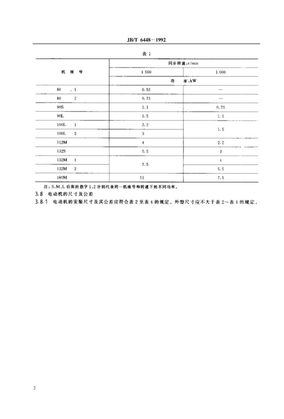 JB/T 6448-1992YEP 系列(IP44)旁磁制动三相异步电动机 技术条件(机座号80～160)_第3页