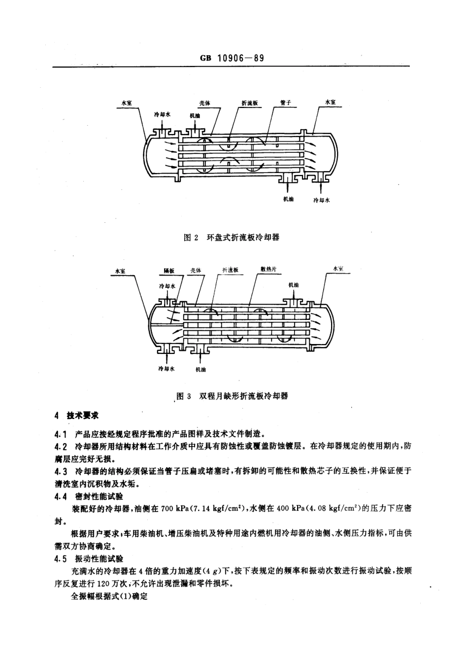 GB 10906-1989内燃机管壳式机油冷却器 技术条件_第2页