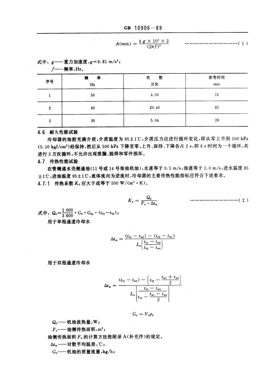 GB 10906-1989内燃机管壳式机油冷却器 技术条件_第3页