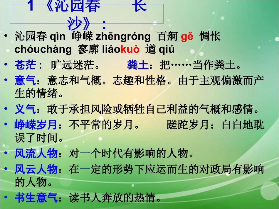 高中语文必修一期末总复习资料优质课ppt课件下载_第2页