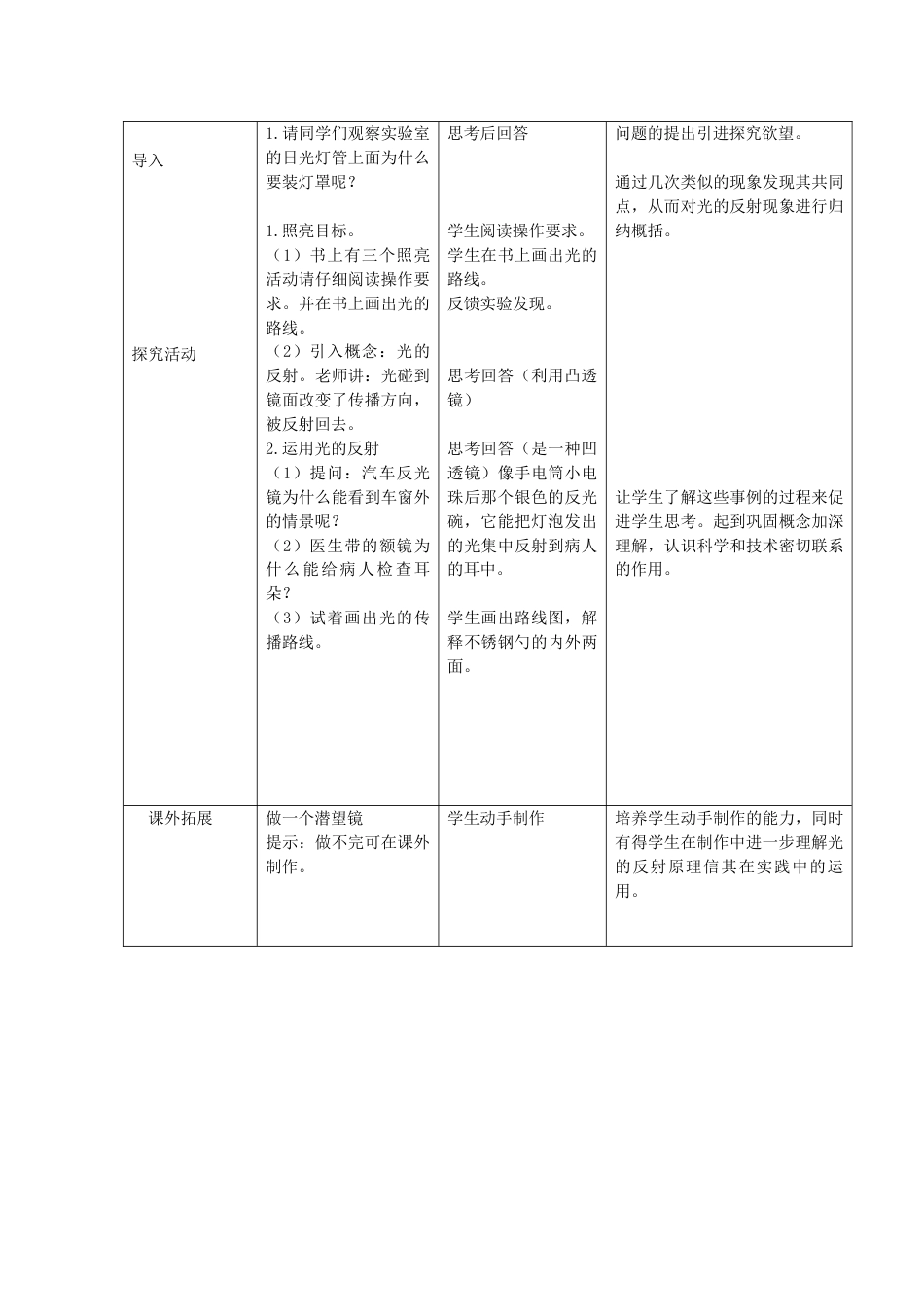 下载教研课光的反射教学设计教案(教科版五年级科学上册)_第2页