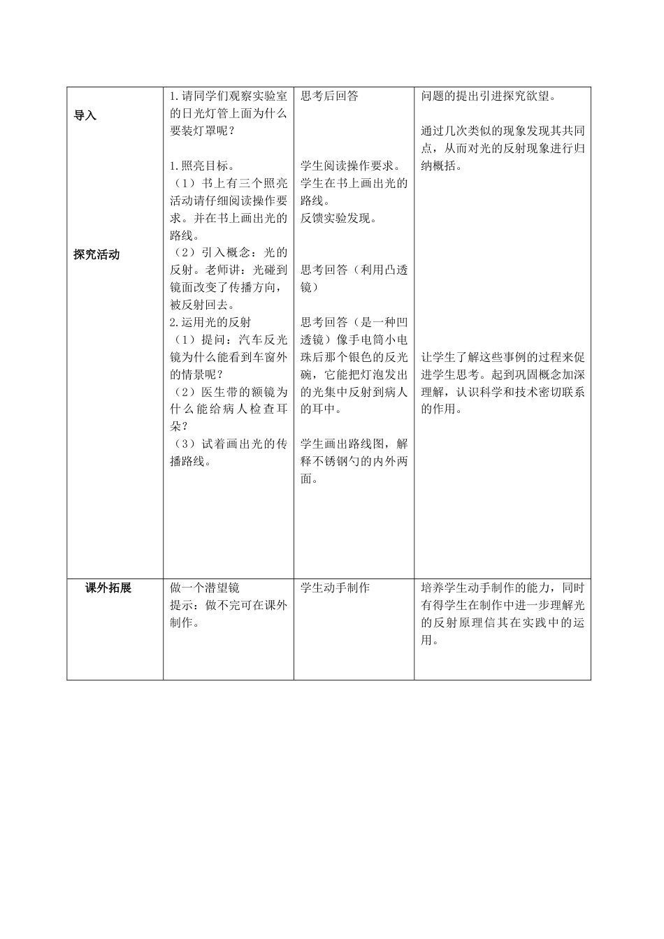 教科版五年级科学上册优质课第二单元:光教学设计教案下_第2页