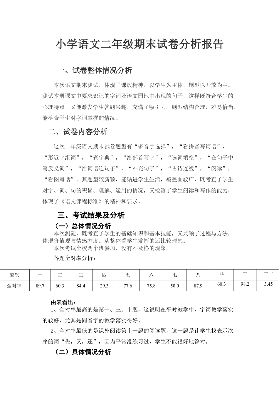 下载二年级语文试卷分析报告试卷分析范文35_第1页