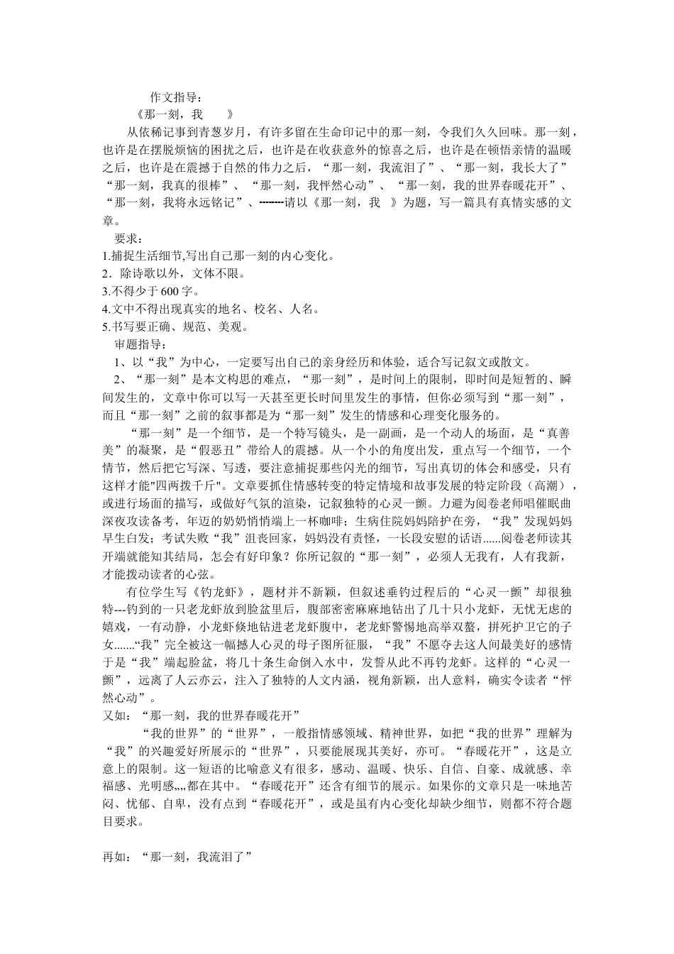 高中记叙文写作技巧教研课作文指导-那一刻教案教学设计24_第1页